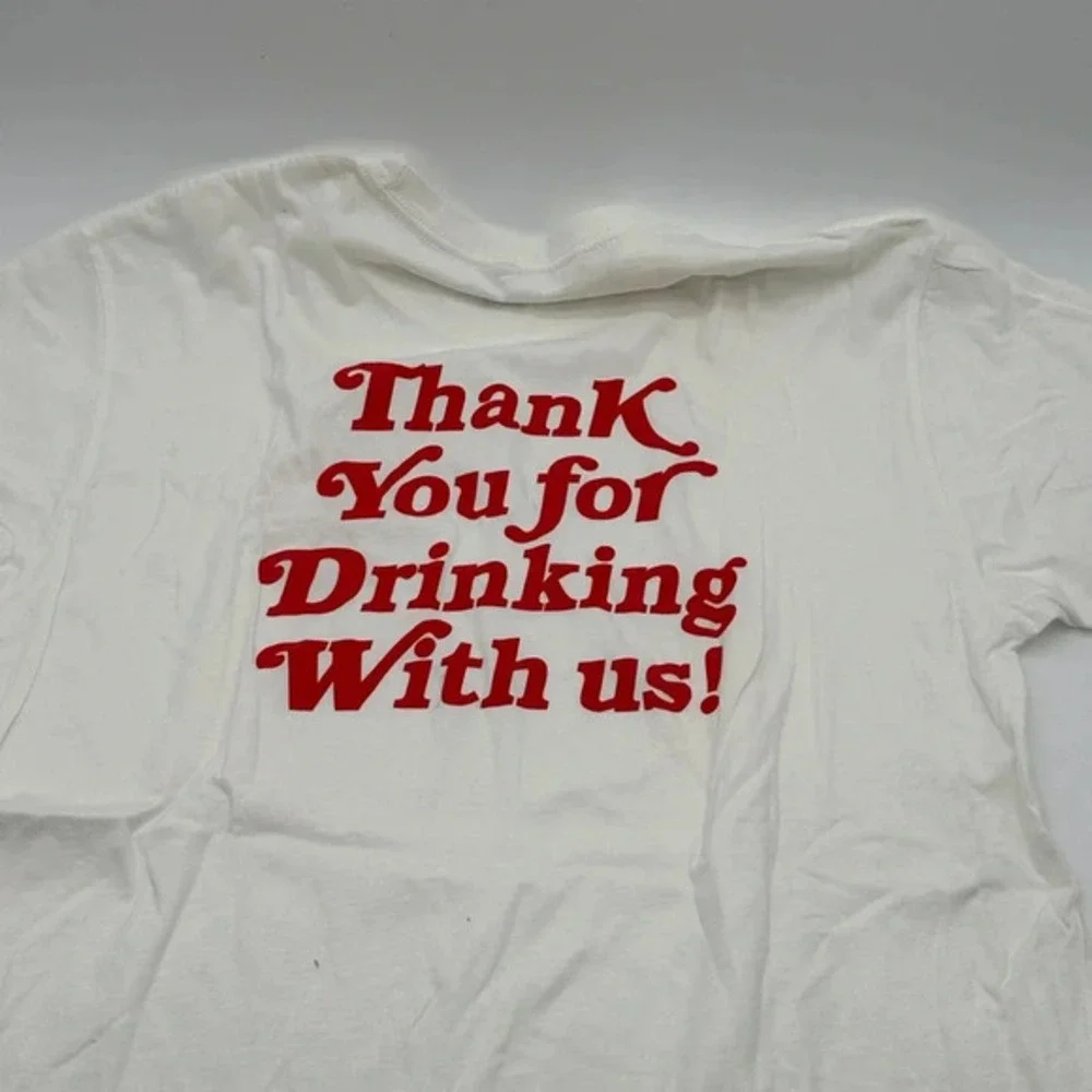 John Walker & Sons Men's T-Shirt White Red Thank You For Drinking with Us Size L